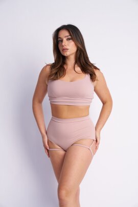 Lunalae Shorts Lure You High Waist Garter Taupe S