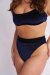 Lunalae Top Scrunch Velvet Sparkle Navy S