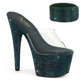 Pleaser BEJEWELED-712RS Platform Mules Clear Rhinestones...