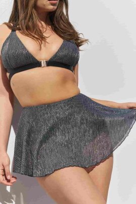 Lunalae Shorts Free Flow Silver–Black Pleat Mesh XL