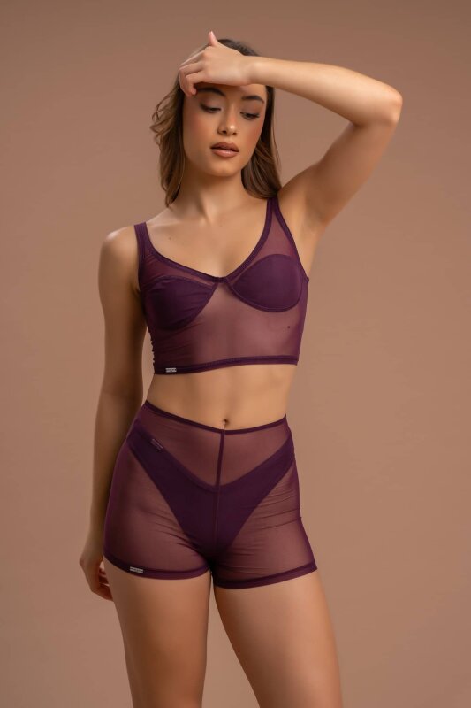 Paradise Chick Shorts Medusa Mesh Maroon XS/S