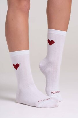 Paradise Chick Supreme Poledance Socks with Hearts White