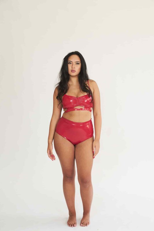 Lunalae Shorts High Waist Basic Red PU S