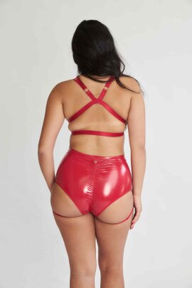Lunalae Shorts Lure You High Waist Garter Red PU S