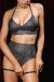 Polerina Bikini Shorts Silver Stardust with Removable Garter L