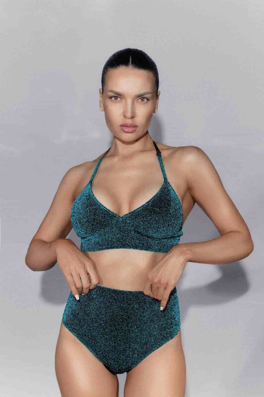 Polerina Top Bikini Teal Lurex M