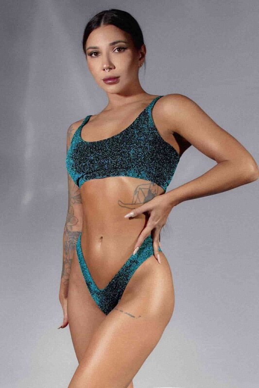 Polerina Top Pixi Teal Lurex L