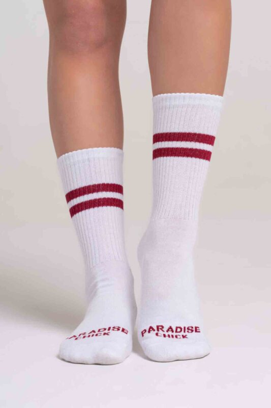 Paradise Chick Supreme Poledance Socks White Burgundy