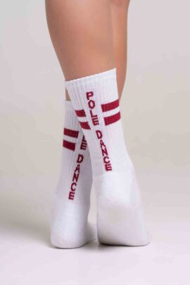 Paradise Chick Supreme Poledance Socks White Burgundy