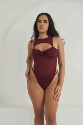 Lunalae Bodysuit Charlie Mesh Wine