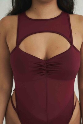 Lunalae Bodysuit Charlie Mesh Wine XS