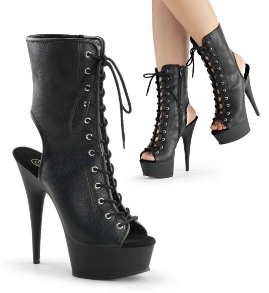 Pleaser DELIGHT-1016 Black Faux Leather/Black Matte EU-37 / US-7