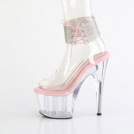 Pleaser ADORE-791-2RS Platform Sandalettes Clear Rhinestones Pink Transparent EU-40 / US-10