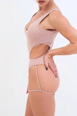 Lunalae Bodysuit Imogen Diamante Taupe