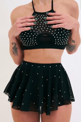 Lunalae Top Demi Diamante Black S
