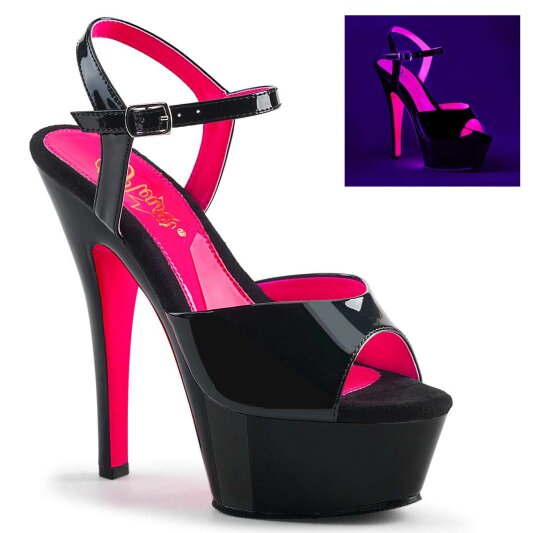Pleaser KISS-209TT Black Patent/Black-Neon Hot Pink EU-38 / US-8