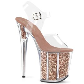 Pleaser FLAMINGO-808G Clear/Rose Gold Glitter EU-42 / US-12