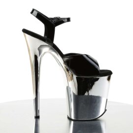 Pleaser FLAMINGO-809 Black Patent/Silver Chrome EU-37 / US-7