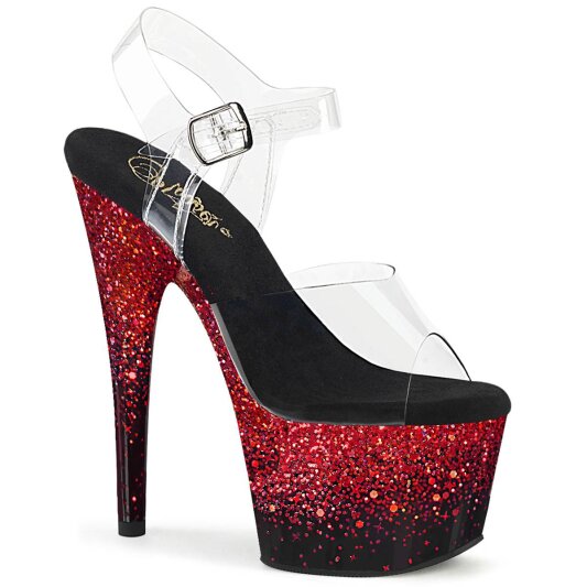 Pleaser ADORE-708SS Plateau Sandalettes Glitter Transparent Red EU-42 / US-12
