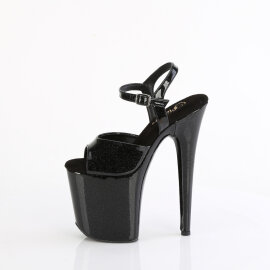 Pleaser FLAMINGO-809GP Platform Sandalettes Patent Glitter Black EU-43 / US-13