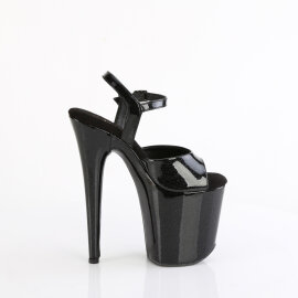 Pleaser FLAMINGO-809GP Platform Sandalettes Patent Glitter Black EU-43 / US-13
