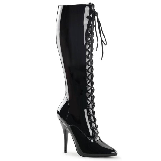 Pleaser SEDUCE-2020 Knee-High Boots Patent Black EU-37 / US-7