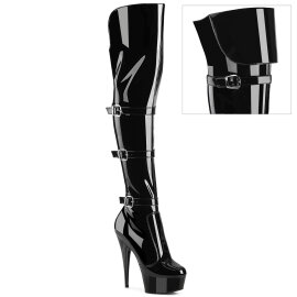Pleaser DELIGHT-3018 Platform Overknee Boots Patent Black EU-37 / US-7