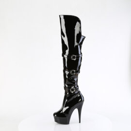 Pleaser DELIGHT-3018 Platform Overknee Boots Patent Black EU-37 / US-7