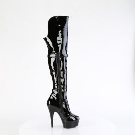 Pleaser DELIGHT-3018 Platform Overknee Boots Patent Black EU-37 / US-7