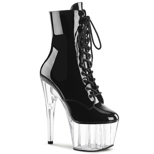 Pleaser ADORE-1020 Platform Ankle Boots Patent Clear Black EU-44 / US-14