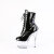 Pleaser ADORE-1020 Platform Ankle Boots Patent Clear Black EU-44 / US-14