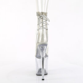 Pleaser FLAMINGO-1018C-2RS Platform Ankle Boots Clear Rhinestones Transparent EU-41 / US-11