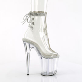 Pleaser FLAMINGO-1018C-2RS Platform Ankle Boots Clear Rhinestones Transparent EU-41 / US-11