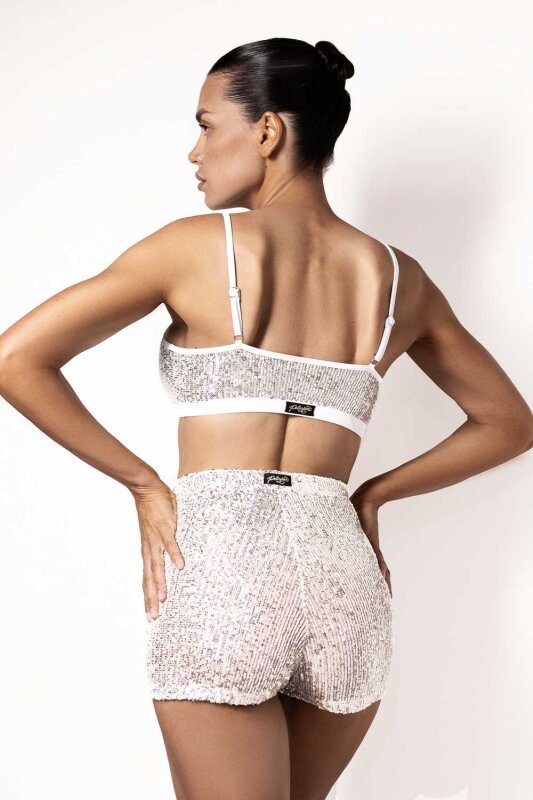 Polerina Bike Shorts Silver Sequin