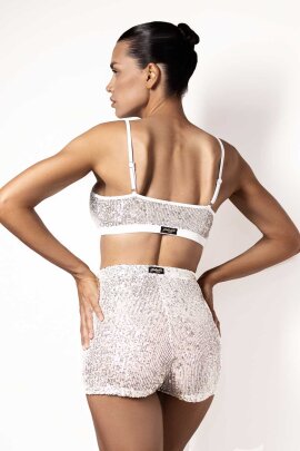 Polerina Bike Shorts Silver Sequin XL