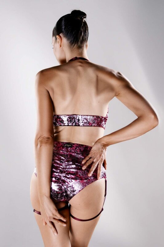 Polerina Shorts Bikini Wine/Silver Velvet XS
