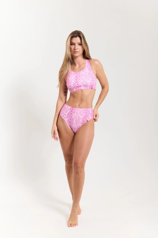 Pole Addict Shorts High Leg Pink Snake L