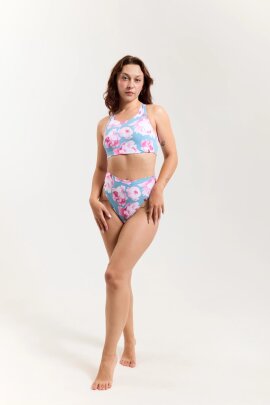 Pole Addict Shorts High Leg Pink Peonies S