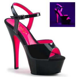 Pleaser KISS-209TT Black Patent/Black-Neon Hot Pink EU-40...