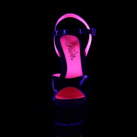 Pleaser KISS-209TT Black Patent/Black-Neon Hot Pink EU-35...