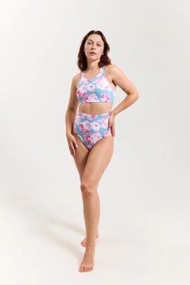 Pole Addict Top Open Back Pink Peonies