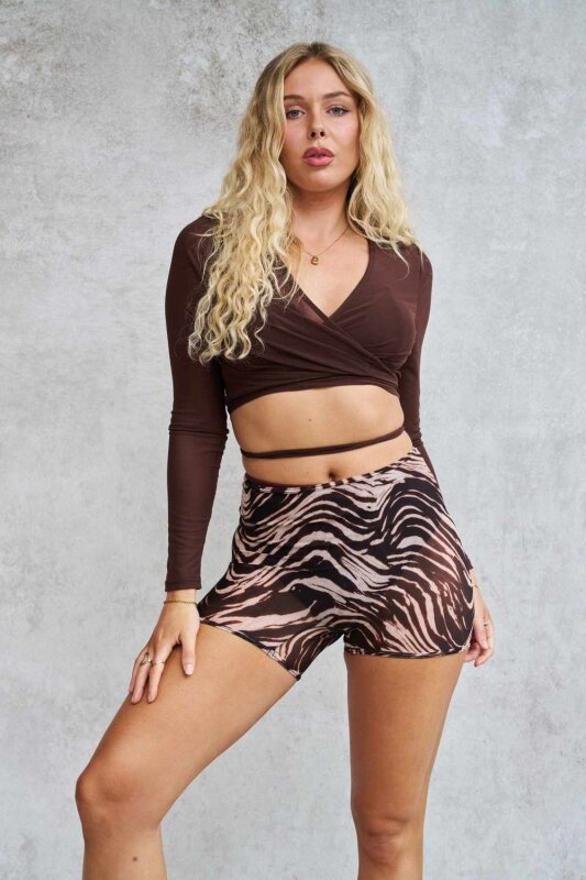 Lunalae Shorts High Waist Gianna Mesh Zebra