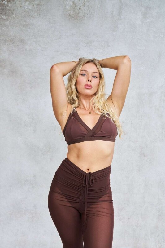 Lunalae Top Sienna Mesh Cut Out Bra Chocolate XL