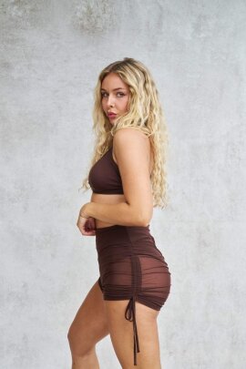 Lunalae Shorts Sienna Mesh Drawstring Chocolate