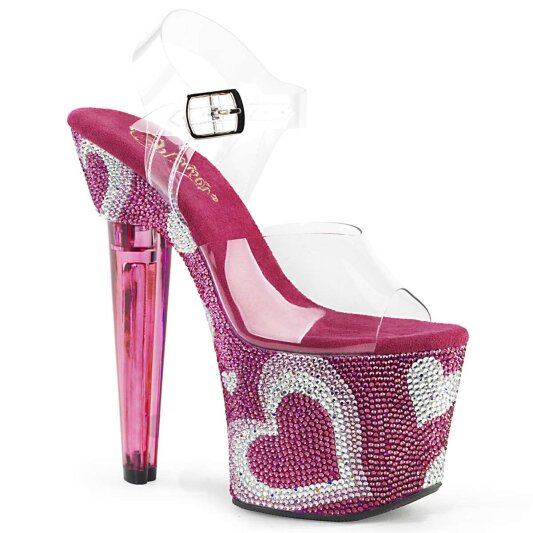 Pleaser LOVESICK-708HEART Clear/Hot Pink-White RS EU-35 / US-5