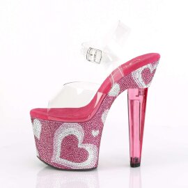 Pleaser LOVESICK-708HEART Clear/Hot Pink-White RS EU-35 / US-5