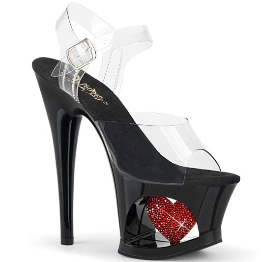 Pleaser MOON-708HRS Clear/Black-Red EU-41 / US-11