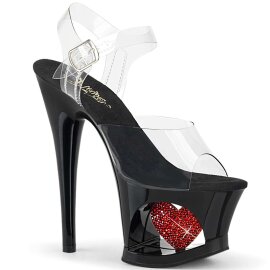 Pleaser MOON-708HRS Clear/Black-Red EU-35 / US-5
