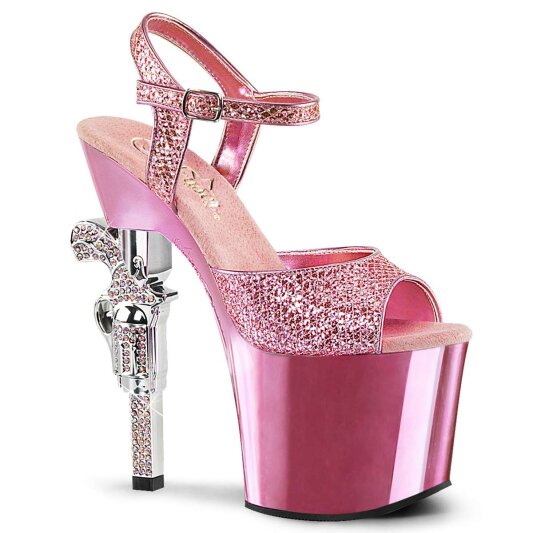 Pleaser REVOLVER-709G Baby Pink Multi Glitter/Baby Pink Chrome EU-35 / US-5