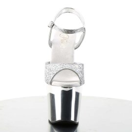 Pleaser REVOLVER-709G Silver Multi Glitter/Silver Chrome...